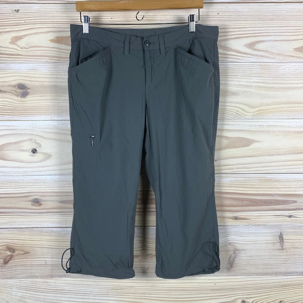 Eddie Bauer Travex Pants Womens 10‎ Gray Cropped Hiking Stretch Cargo Gorpcore